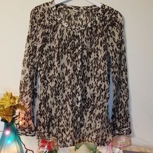 Lucky Brand Leopard Sheer Blouse